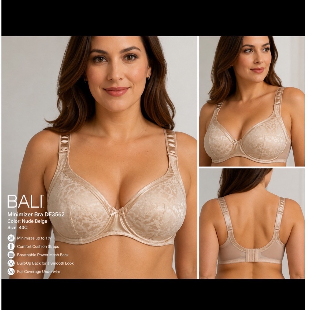 Bali Minimizer Bra NEW DF3562 Nude Beige Full Coverage Underwire 40C